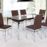 Conjunto Sala de Jantar Mesa Tampo de Vidro 6 Cadeiras Aço Tokio Yescasa - 2
