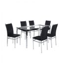 Ver imagem 2 de Conjunto Sala de Jantar Mesa Tampo de Vidro 6 Cadeiras Aço Tokio Yescasa Preto/Cromado