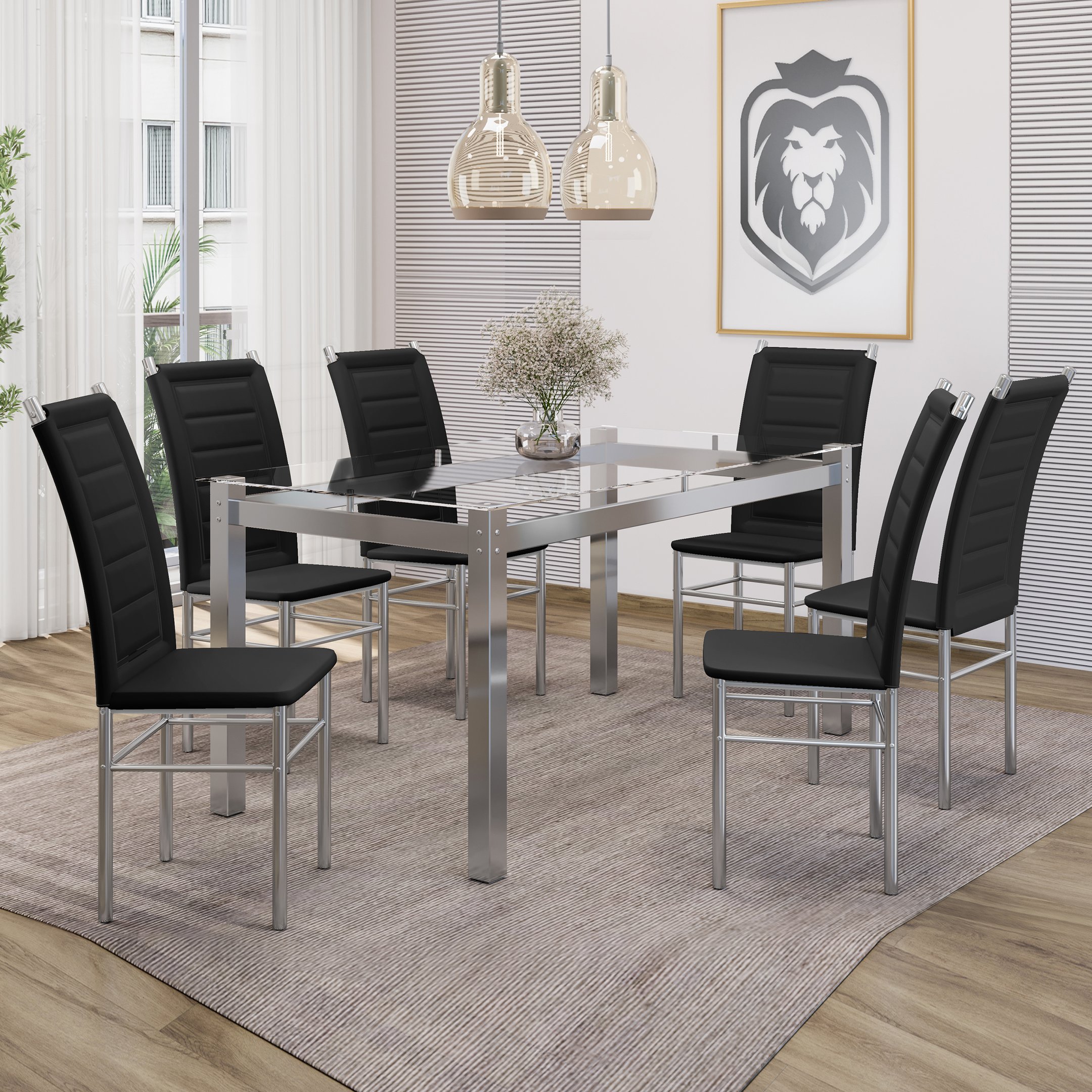 Conjunto Sala de Jantar Mesa Tampo de Vidro 6 Cadeiras Aço Tokio Yescasa é boa?