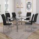 Ver imagem 1 de Conjunto Sala de Jantar Mesa Tampo de Vidro 6 Cadeiras Aço Tokio Yescasa