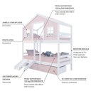 Ver imagem 4 de Beliche Casinha Sonhos com 02 Gavetas Rosa Kit Escada/ Escorregador Madeira Maciça Rosa/ Branco