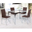 Ver imagem 1 de Conjunto Sala de Jantar Tokio Mesa 4 Cadeiras Marrom/Cromado/Tex