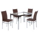 Ver imagem 2 de Conjunto Sala de Jantar Tokio Mesa 4 Cadeiras Marrom/Cromado/Tex