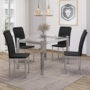 Ver imagem 1 de Conjunto Sala de Jantar 4 Cadeiras Retangular Vidro Cromado/Preto Tokio