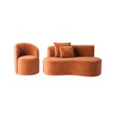 Ver imagem 2 de Conjunto 01 Poltrona + Sofá Curvo Orgânico Nature Gaia Suede Terracota - Montanaris Decor