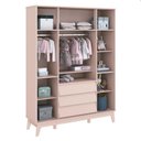 Ver imagem 3 de Jogo de Quarto Infantil Prince com Guarda Roupa 4 Portas e Berço Multifuncional Rosa Fosco - Reller