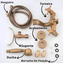 Ver imagem 6 de Torneira Banheira Luxo Misturador Bronze Retrô Quente e Frio Bronze Escovado