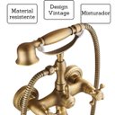 Ver imagem 2 de Torneira Banheira Luxo Misturador Bronze Retrô Quente e Frio Bronze Escovado