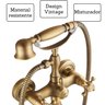 Torneira Banheira Luxo Misturador Bronze Retrô Quente e Frio Bronze Escovado - 2