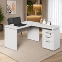 Ver imagem 1 de Mesa em L Mesa em L 1,20m 3 Gavetas MDP 120cm Cinza F5 Office