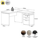 Ver imagem 7 de Mesa em L Mesa em L 1,20m 3 Gavetas MDP 120cm Cinza F5 Office