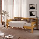 Ver imagem 1 de Sofá Cama 03 Lugares Madeira Maciça Reforçada Nemargi Mel