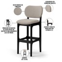 Ver imagem 4 de Kit 6 Banquetas Alta Bar Cozinha Sala Jantar Fixa Betta L02 Preto Linho Bege - Lyam Decor