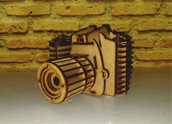 Câmera fotográfica 3D em mdf - montada - 4