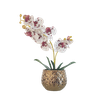 Arranjo De Orquídea Artificial Com Vaso Dourado Mesa Flores - 1