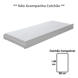 Cama Auxiliar Estrado Reforçada com Rodinhas Cama Solteiro:branco - 4