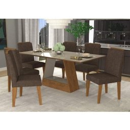 Conjunto Sala de Jantar Mesa Alana 6 Cadeiras Nicole Cimol - 1 Conjunto Sala de Jantar Mesa Alana 6 Cadeiras Nicole Cimol - 1