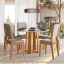 Ver imagem 2 de Conjunto Sala de Jantar Mesa Isabela 117X117 com 6 Cadeiras Carol Ype/Off White/Linho Cinza Claro - 