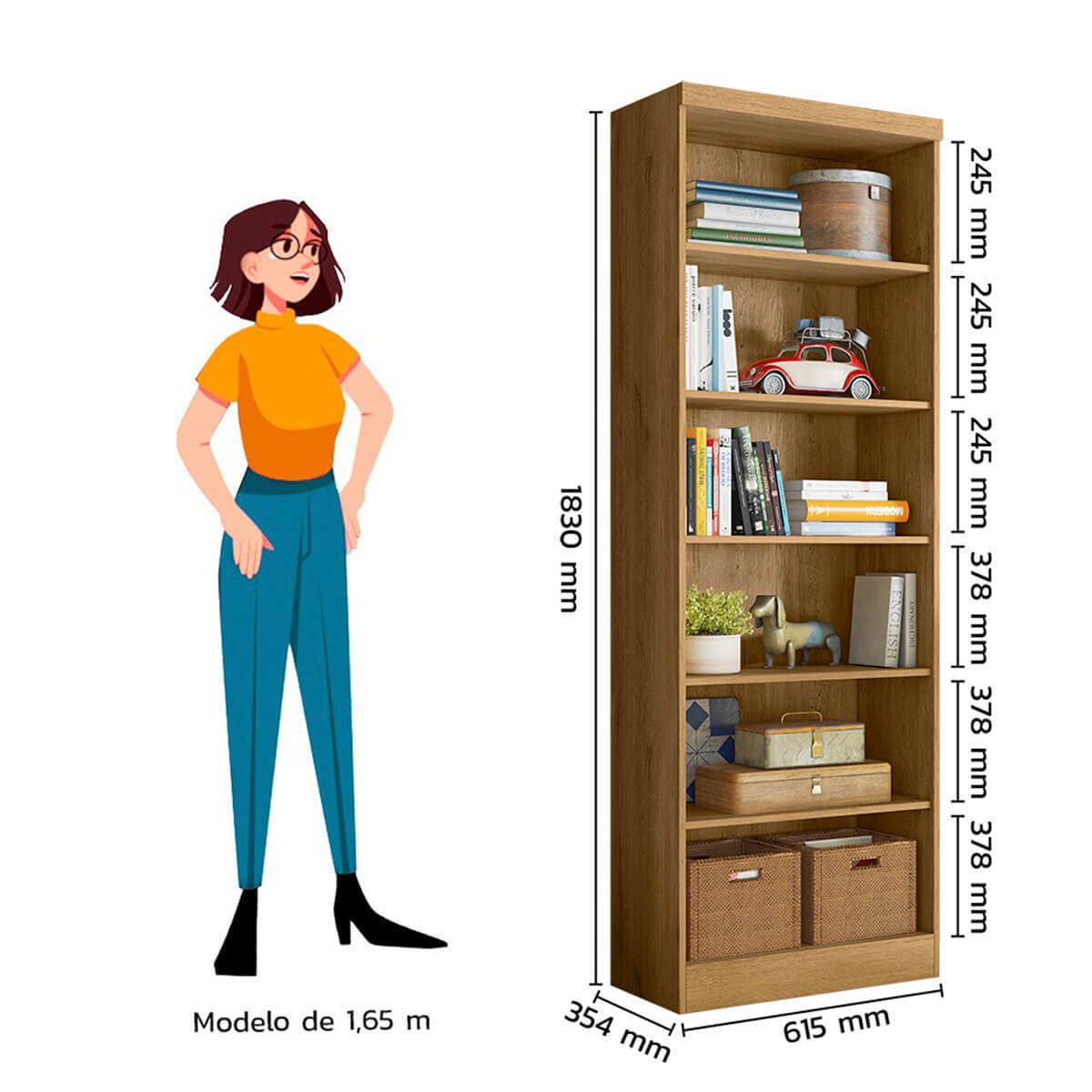 Estante Prateleira de Livro Multiuso 183 Altura Midria -Freijo Toq - ÉdeCasaMóveis                                                              - 4