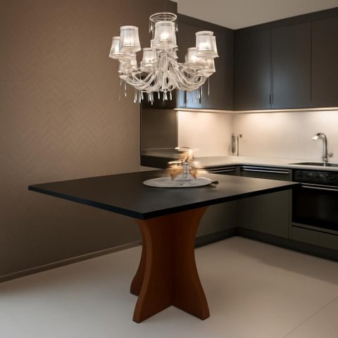 Mesa Sala de Jantar Luna Preto com Vidro 1,20 X 80