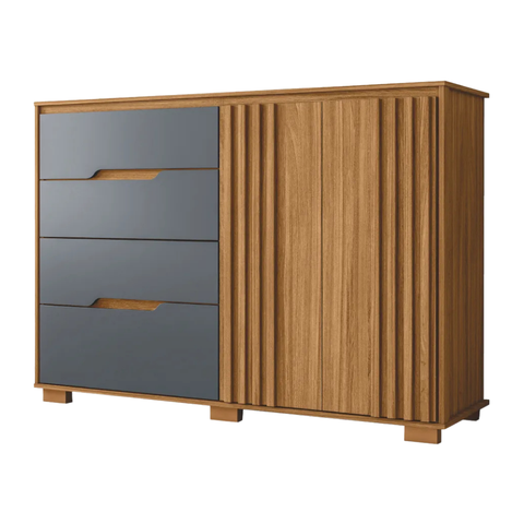Cômoda Texas 147cm 4 Gavetas 2 Portas Freijó Cinza Moval