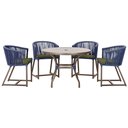 Ver imagem 1 de Mesa com 4 Cadeiras de Jantar Roma 100cm e Noronha em Aluminío Marrom Corda Nautica Estofado 13 Tram