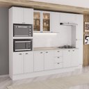 Ver imagem 1 de Cozinha Milla Unique 14 Portas 3 Gavetas MDF 310cm Branco Móveis Carraro