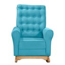 Ver imagem 4 de Poltrona de Amamentação com Balanço e Puff Thaila Veludo Azul Turquesa M13 - D’Rossi