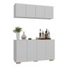 Kit Bar Armário Aéreo e Aparador 4 Portas Multimóveis Mp1087 Branco/natural - 1
