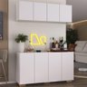 Kit Bar Armário Aéreo e Aparador 4 Portas Multimóveis Mp1087 Branco/natural - 2