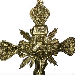 Crucifixo Bronze Altar Mesa Todo Trabalhado Igreja - 4