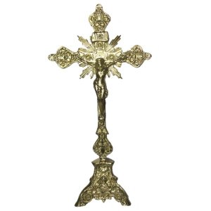 Crucifixo Bronze Altar Mesa Todo Trabalhado Igreja