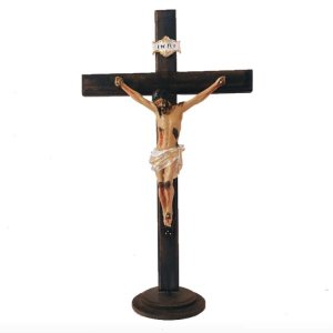 Crucifixo Cruz Madeira Cristo Resina Mesa Parede