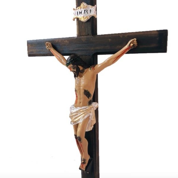 Crucifixo Cruz Madeira Cristo Resina Mesa Parede - 3