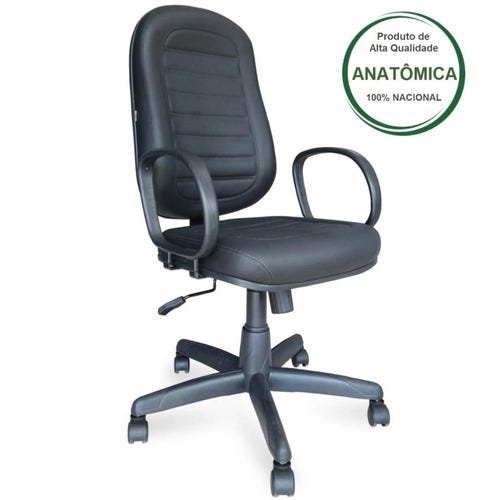 Cadeira Presidente Baixa Costurada - Braços Corsa - Cor Preta - Martiflex - 30102