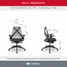 Cadeira Escritório Presidente Tela Bix-x+ Autocompensador Slider Braços 4d Shift Plaxmetal Preta - 6