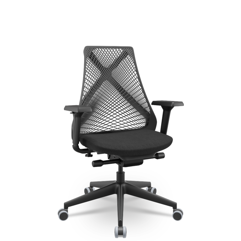 Cadeira Escritório Presidente Tela Bix-x+ Autocompensador Slider Braços 4d Shift Plaxmetal Preta