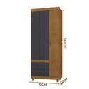 Ver imagem 4 de Roupeiro Solteiro 3 Portas 2 Gavetas Freijó Carbono 2232-98 Araplac