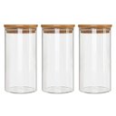 Ver imagem 1 de Kit 3 Potes Borossilicato Hermético Tampa Bambu 600ml Class