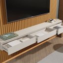 Ver imagem 3 de Rack Painel Home Suspenso Colorado 2.30 para Tvs até 75 Polegadas com Porta Arbo Cedro com Off White