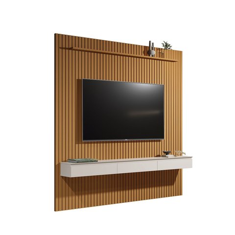 Rack Painel Home Suspenso Colorado 2.30 para Tvs até 75 Polegadas com Porta Arbo Cedro com Off White