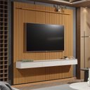 Ver imagem 2 de Rack Painel Home Suspenso Colorado 2.30 para Tvs até 75 Polegadas com Porta Arbo Cedro com Off White