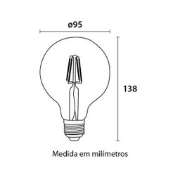 G95 FILAMENTO LED BULBO AMBAR 4W 2000K AUTOVOLT E27 UNICO - 3