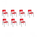 Ver imagem 1 de Kit 7 Cadeira Iso Infantil Creche, Base Cinza Vermelho