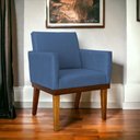 Ver imagem 2 de Poltrona Decorativa para Sala Recepção Consultório Escritório Base em Madeira Divine Suede