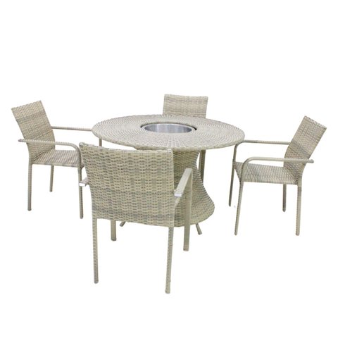 Jogo de Mesa para Área Externa com Mesa Balde Porta Bebidas Cadeiras Fibra Sintética