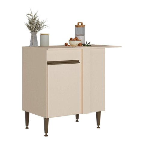 Balcão de Cozinha de Canto com 1 Porta 90cm Flex Milano Multimóveis MP2324 Vanilla