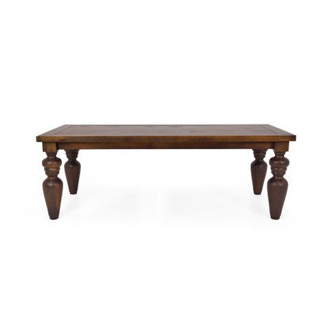 Mesa de Jantar em Madeira Maciça Pés Torneados Flower 200cm Canela