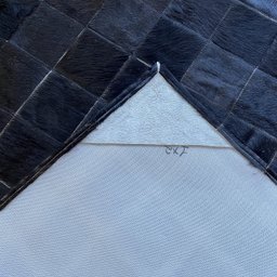 Tapete de couro preto natural 1,00x2,00 com borda pç 10x10cm - 3