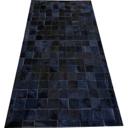 Tapete de couro preto natural 1,00x2,00 com borda pç 10x10cm - 1